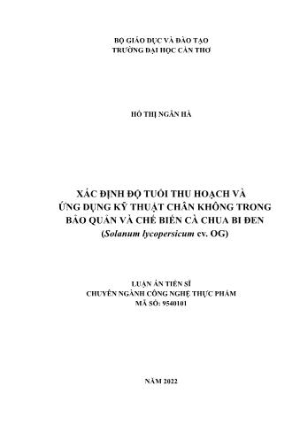 Luận án Xác định độ tuổi thu hoạch và ứng dụng kỹ thuật chân không trong bảo quản và chế biến cà chua bi đen (Solanum lycopersicum cv. OG)