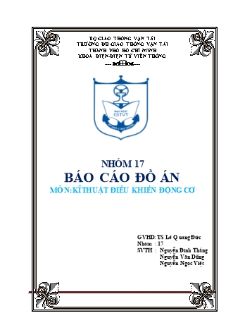 Báo cáo Đồ án môn Kĩ thuật điều khiển động cơ - Nguyễn Đình Thắng