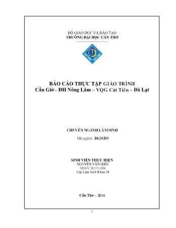Báo cáo thực tập giáo trình Cần Giờ - Đại học Nông Lâm – VQG Cát Tiên – Đà Lạt