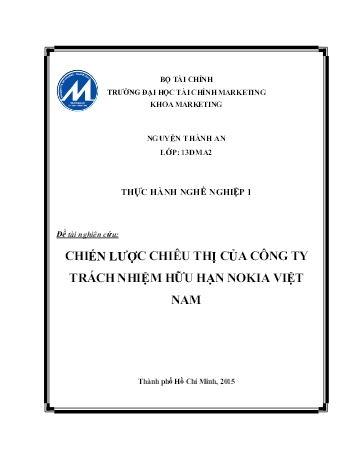 Đề tài Chiến lược chiêu thị sản phẩm điện thoại E75 thuộc Công ty Trách nhiệm Hữu hạn Nokia Việt Nam