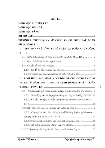 Đề tài Hoàn thiện và nâng cao hiệu quả sử dụng các công cụ thống kê trong kiểm soát và cải tiến chất lượng sản phẩm tại Công ty cổ phần Tập đoàn Nhựa Đông Á