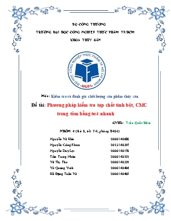 Đề tài Phương pháp kiểm tra tạp chất tinh bột, CMC trong tôm bằng test nhanh