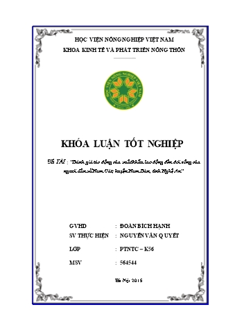 Khóa luận Đánh giá tác động của xuất khẩu lao động đến đời sống của người dân xã Nam Cát, huyện Nam Đàn, tỉnh Nghệ An